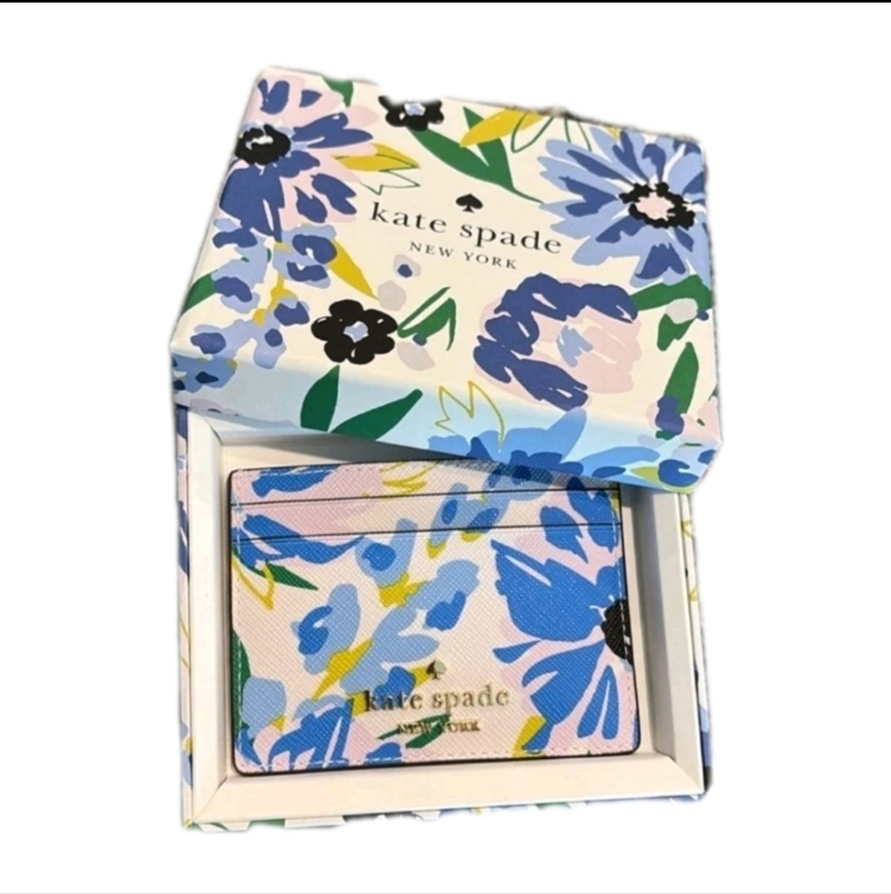 Kate Spade Blue and Yellow Floral Card Holder (NWT) - Picture 1 of 6